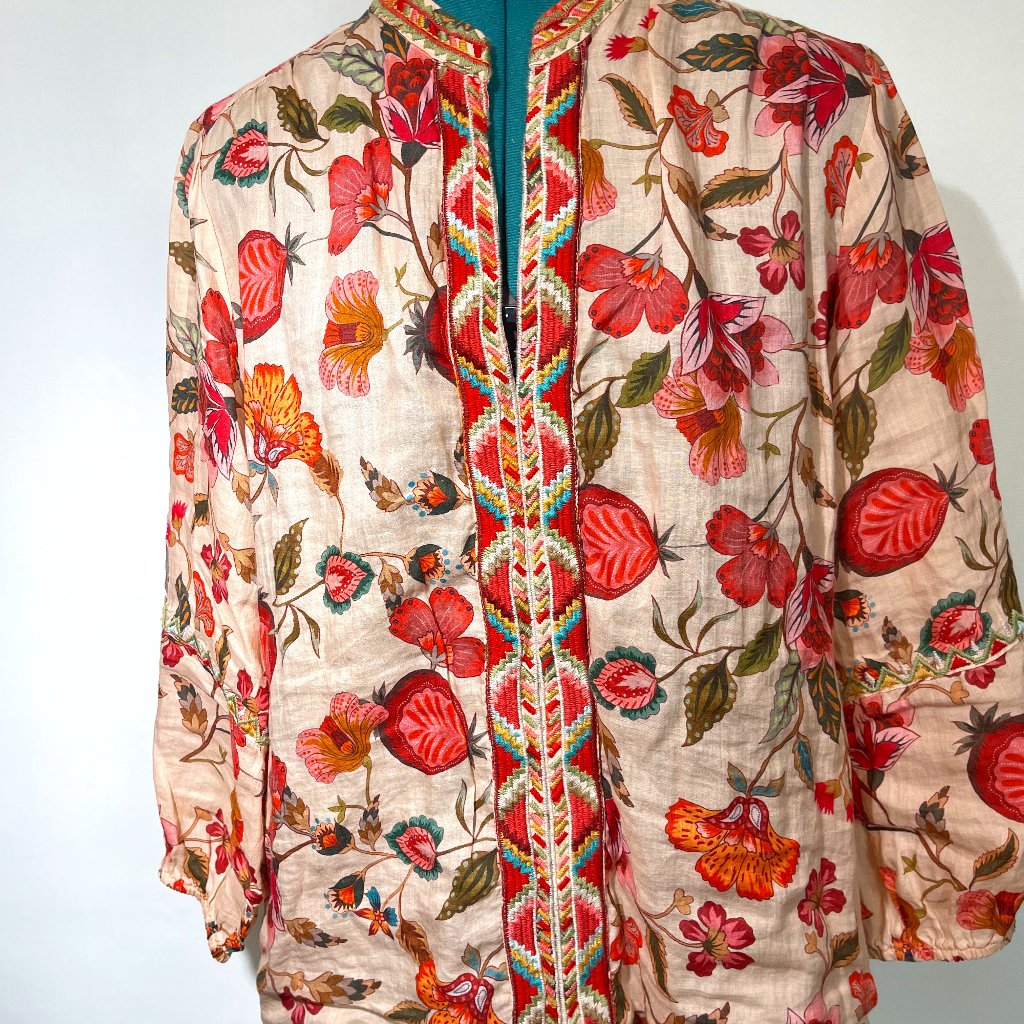Johnny Was Paris Effortless Floral V Neck Size S